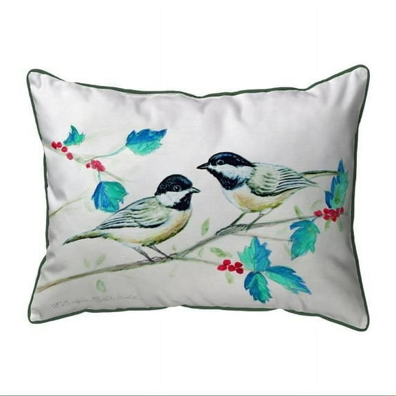 Betsy Drake SN645 11 x 14 in. Christmas Chickadees Small Pillow