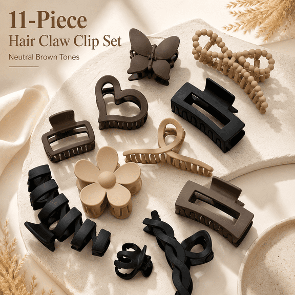 11 Pack Large Claw Clips for Thick Hair, Non-Slip Hair Clips for Women, Matte Hair Accessories for Thick, Thin and Curly Hair