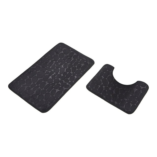 Bwiyojiz Count 2pcs 19.68x15.74"+19.68x31.49" Bath Rugs & Mats Bathroom Rug Foam Mat Toilet Soft Absorbent Thick Non-Slip Backing Universal Machine Washable Home Accessories, Polyester