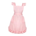 thumbnail image 3 of GROWTH TANK Retro Ruffled Apron with Front Pockets, Cute, for Kitchen, Cooking, Cleaning, Household, Restaurant, Costume Parties, Maid Costumes, Adjustable Pink, 3 of 8