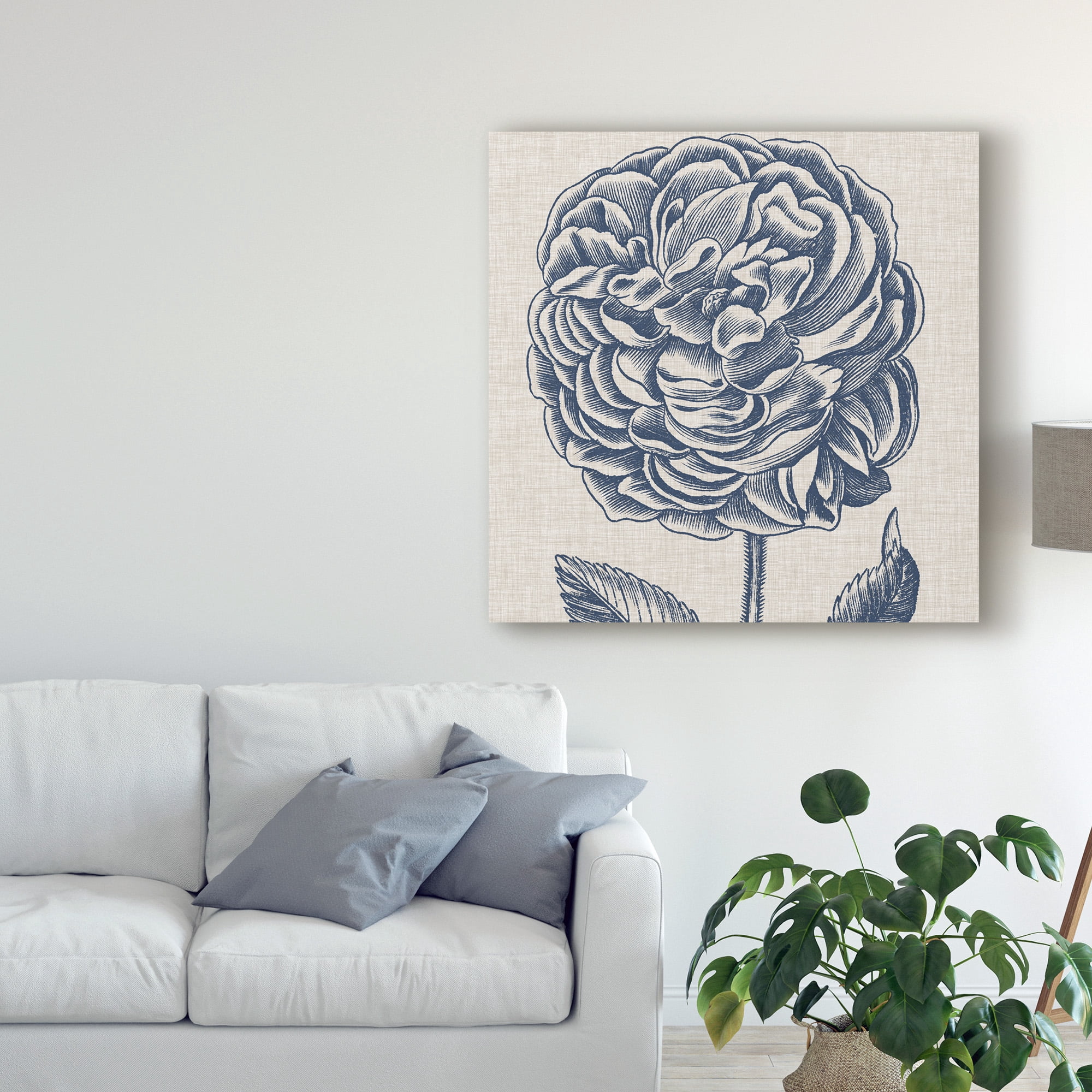 Trademark Fine Art 'Indigo Floral on Linen V' Canvas Art by Vision Studio
