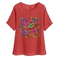 thumbnail image 1 of Tnhcen Chemise d'Été Vintage à Manches Courtes Col Rond – Coupe Ample en Coton Lin Style Rétro Basique P-2TG, 1 of 4