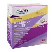 CAMBER CONSUMER Fexofenadine Hydrochloride (hcl) Allergy 180mg Generic Tablet, Compared to Allegra, Camber, 100 ct (Pack of 1)