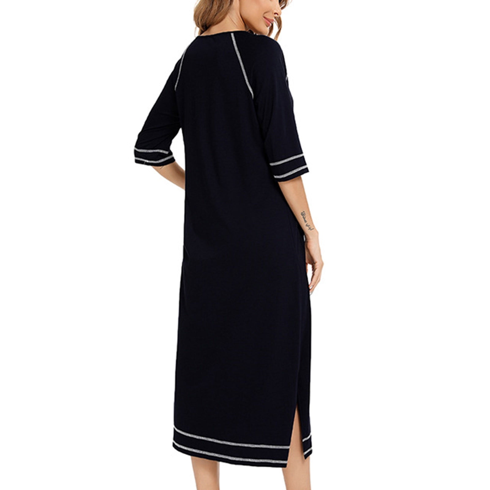 Floor Length Long Dressing Gown Zoeecloth Womens Loose Robe Fall Winter  V-neck Bathrobe Printed Zipper