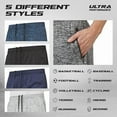 thumbnail image 5 of Ultra Performance Mens 5 Pack Athletic Running Shorts, Basketball Gym Workout Shorts for Men with Zippered Pockets, 5 of 6