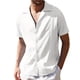 thumbnail image 1 of QUTETN Men's Casual Linen-Cotton Blend Shirt, Cuban Collar, Short Sleeve, Solid Color, Summer Beach Top, 1 of 4