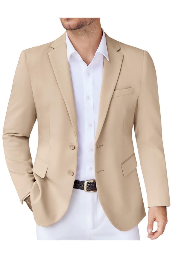 Men's Knit Blazer Business Dress Suit Jacket Slim Fit Stretch Sport Coat