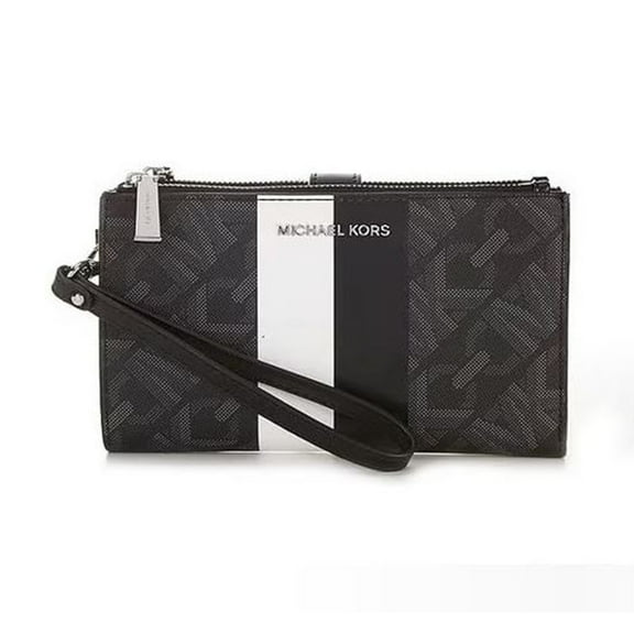 Michael Kors Womens Jet Set Double Zip Wristlet (Black/OpticWhite, One Size) 32H3SJ6W4B-012