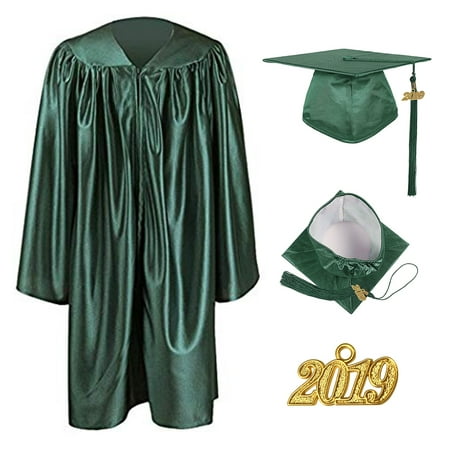 TOPTIE Unisex Shiny Preschool and Kindergarten Graduation Gown Cap Tassel Set 2019 Costume Robes for Baby Kids-Green-XL