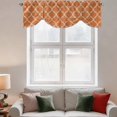 thumbnail image 3 of Tie Up Valances for Windows, Orange Morocco Adjustable Valance Curtains Window Treatment for Living Room, Farmhouse Ethnic Geometric Grid Aesthetic Rod Pocket Kitchen Curtains & Drapes 54x18 Inch, 3 of 9