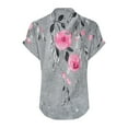 thumbnail image 4 of Heisall Womens Tops Casual Short Sleeve Non-Directional Print Cotton-Linen Imitation Buttoned V-Neck Blouses, 4 of 5