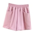 thumbnail image 1 of FNFYFH Clearance Womens Exercise Loose Fit Solid Color Summer Sport Shorts Quick Dry Running Shorts，Pink, 1 of 4