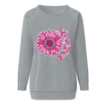 thumbnail image 5 of Craaazy Shirts For Women Comfortable Crew Neck Breast Cancer Awareness Print Sweatshirt Long Sleeve Loose Shirts Casual Waffle T-shirt Blouse Gifts, 5 of 6