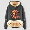 thumbnail image 4 of Chandail en Molleton Grande Taille, Sweat à Capuche Doublé Imprimé Vache Mignon Mode Décontractée Manches Longues pour Confort Confortable, Chandail en Molleton Col Rond Femmes, Taille : TG, 4 of 5