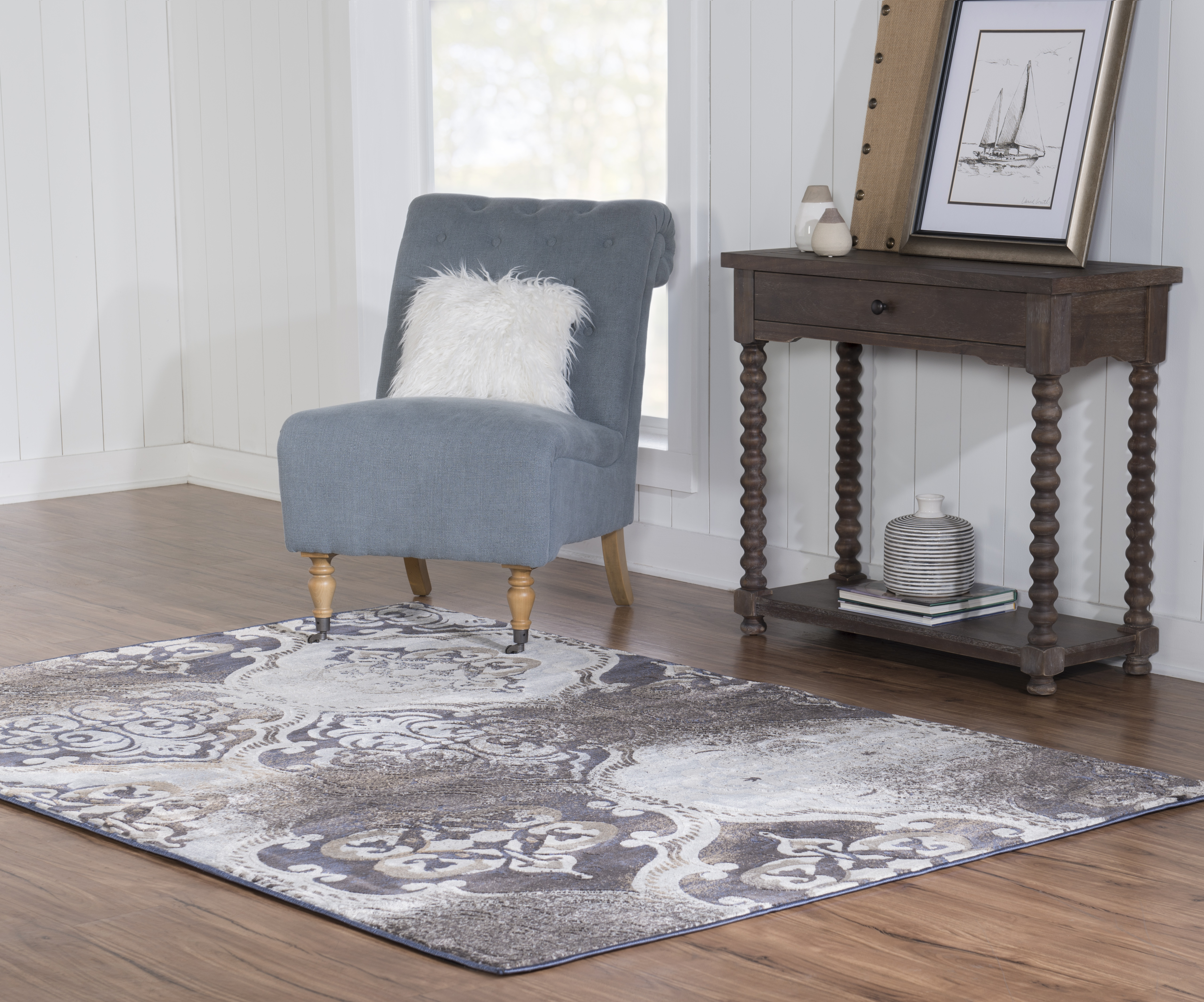 Jewel Arthur Blue Rust Area Rug 8x10 Powerloomed 100% Polypropylene