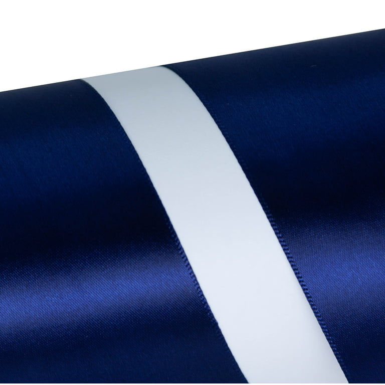 Blue Bow Satin Navy Blue Ribbon Band Stripe Fabric On Corner For