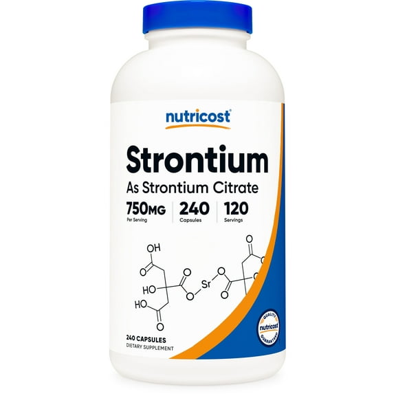 Nutricost Strontium Capsules 750mg, 240 Capsules - Vegetarian, Non-GMO, Gluten Free Supplement