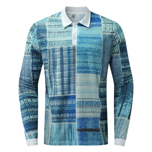 Camisas de manga larga con botones de solapa y costuras en bloques de colores para hombre Pompotops oipoqjl13337 Walmart en linea