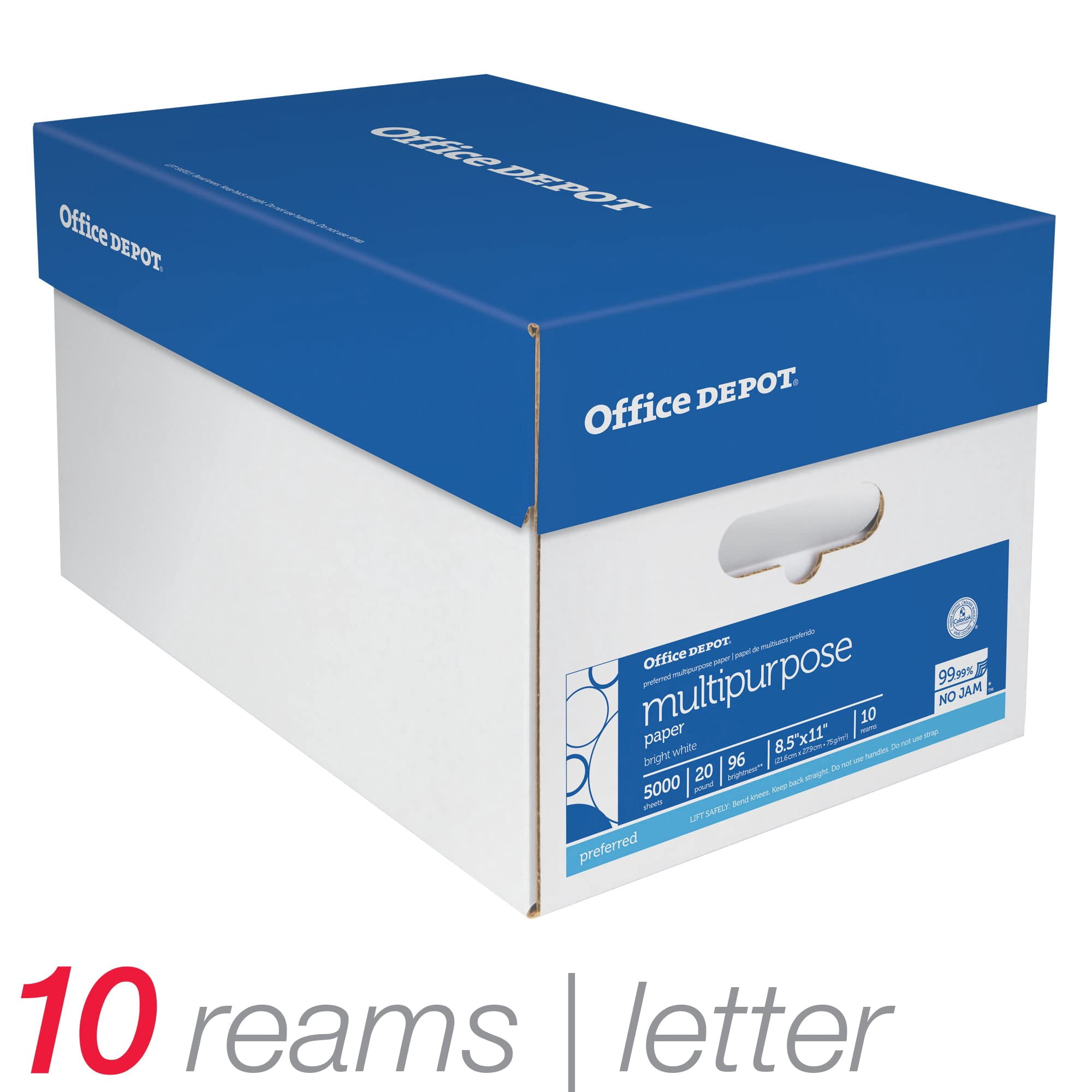 Bulk Printer Paper 10 Reams Case, 96 Bright Smooth Surface, Works with Inkjet Laser Fax Machines, ColorLok Enhanced, White