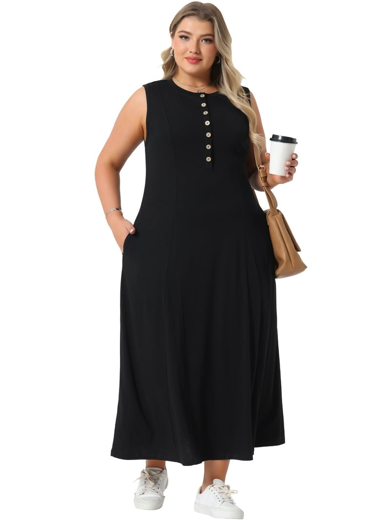 1x maxi dress Daring Diva Plus Size Summer Sleeveless Maxi Dress 1X Black, Women's, Size: 1XL
