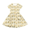 thumbnail image 3 of CCRFTGI Dresses for Kids Girls Size 10-12 Basic Short Sleeve 2026 Summer A Line Swing Skater Dress Cute Floral Print Dresses Party Girls Fashion Yellow 12-13 Years, 3 of 5
