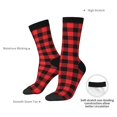 thumbnail image 6 of Honeii Buffalo Plaid Red Black Print Adult Socks,Crew Socks,Casual Calf Socks,Daily Wear Socks for Men & Women, Perfect for Sports, Casual and Everyday Use, 6 of 6