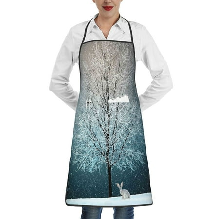 

Matuu Winter Rabbit for Adjustable Cooking Aprons for Women with Pockets Kitchen Aprons for Men Water and Oil Resistant