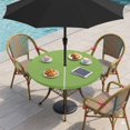 thumbnail image 2 of Fruit Green Round Outdoor Tablecloth with Umbrella Hole Zipper, Farmhouse Solid Green Color Modern Art Elastic Fitted Table Cover, Waterproof Table Cloth for Patio Picnic Party Fits 54"-60", 2 of 9