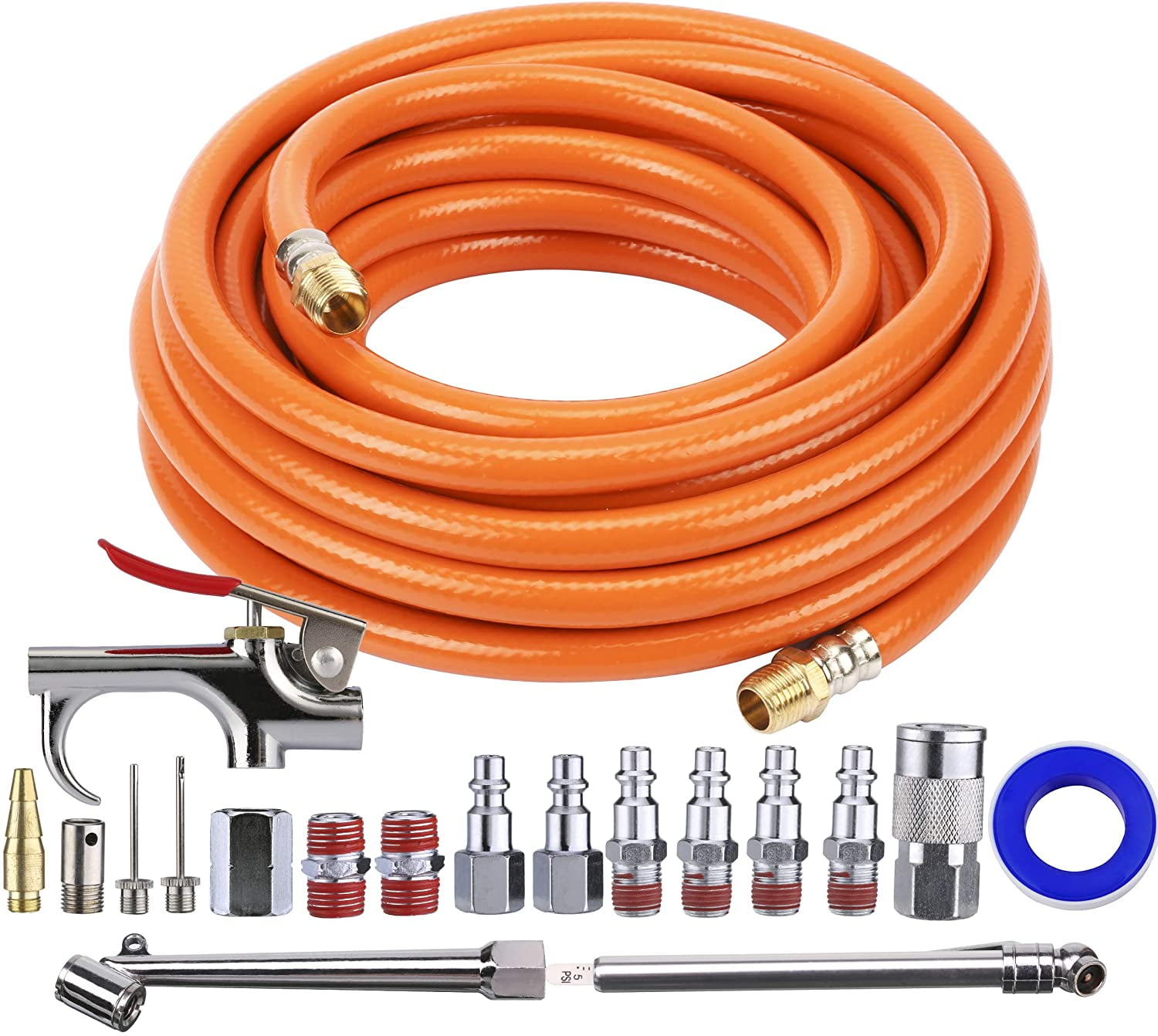 Tool Daily Air Compressor Kit, 3/8 Iinch x 25 ft Hose, 18 Pieces Air Tool Accessories, 1/4 inch
