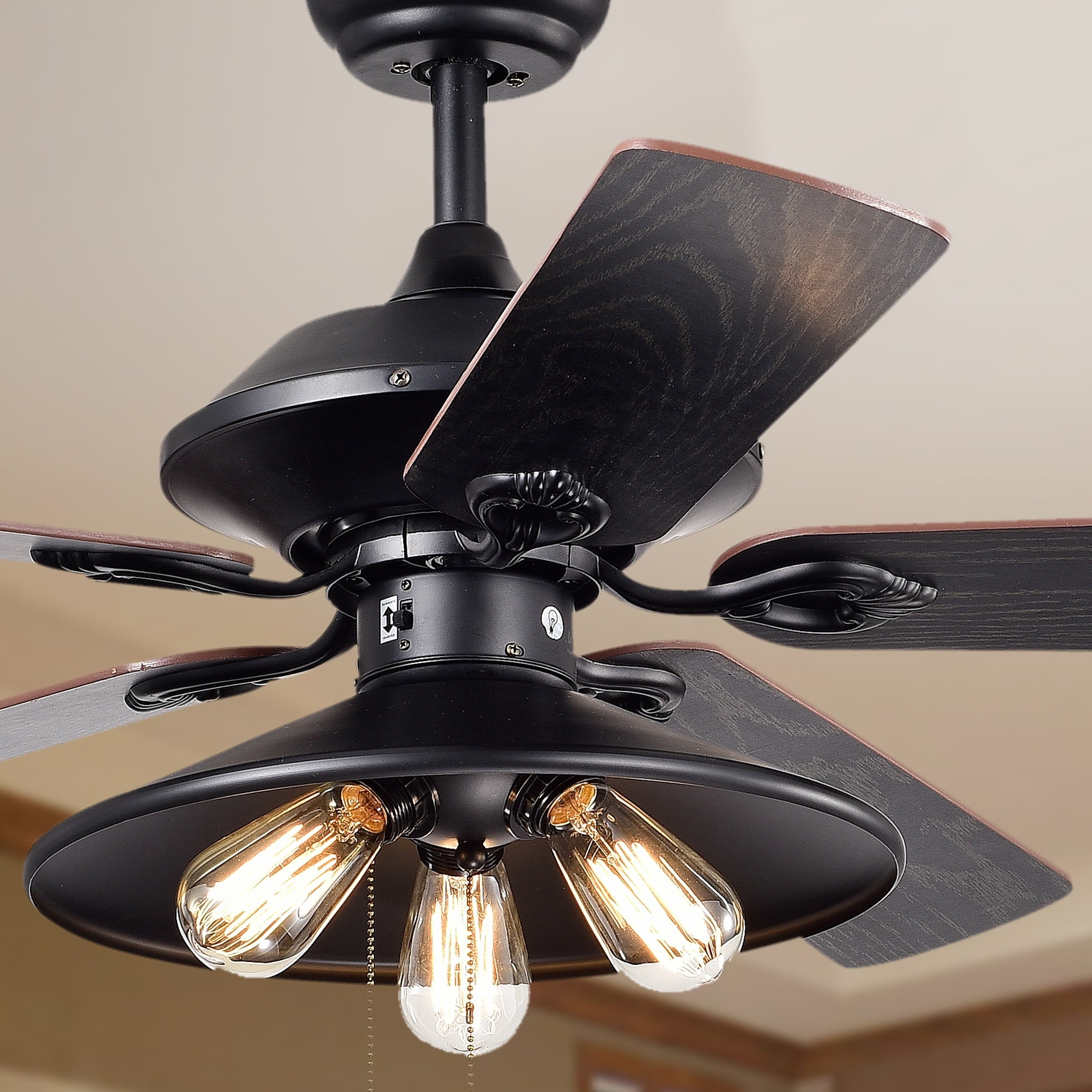 Upille 3-light Metal 5-blade 52-inch Matte Black Ceiling Fan
