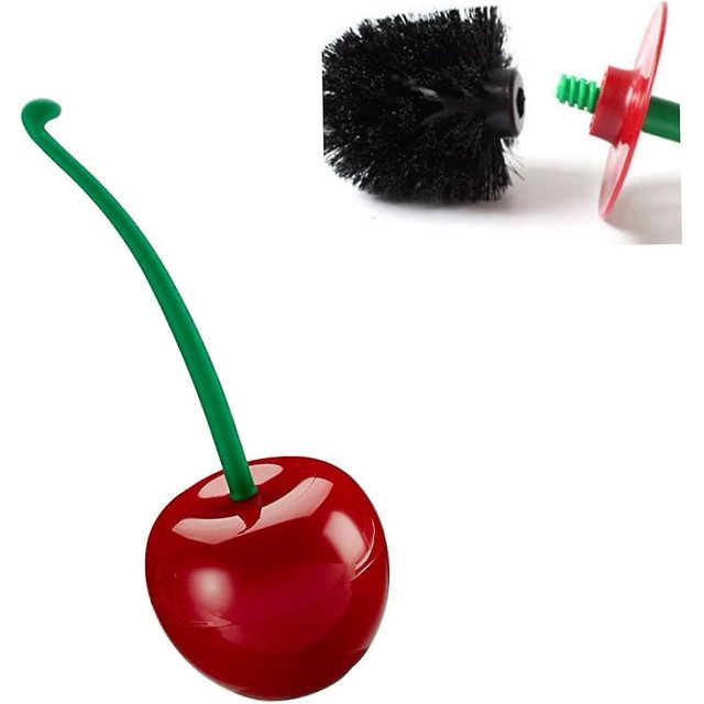 Juego de Escobillas para Inodoro XianweiShao con Soporte Forma de Cereza Limpieza Profunda Rojo