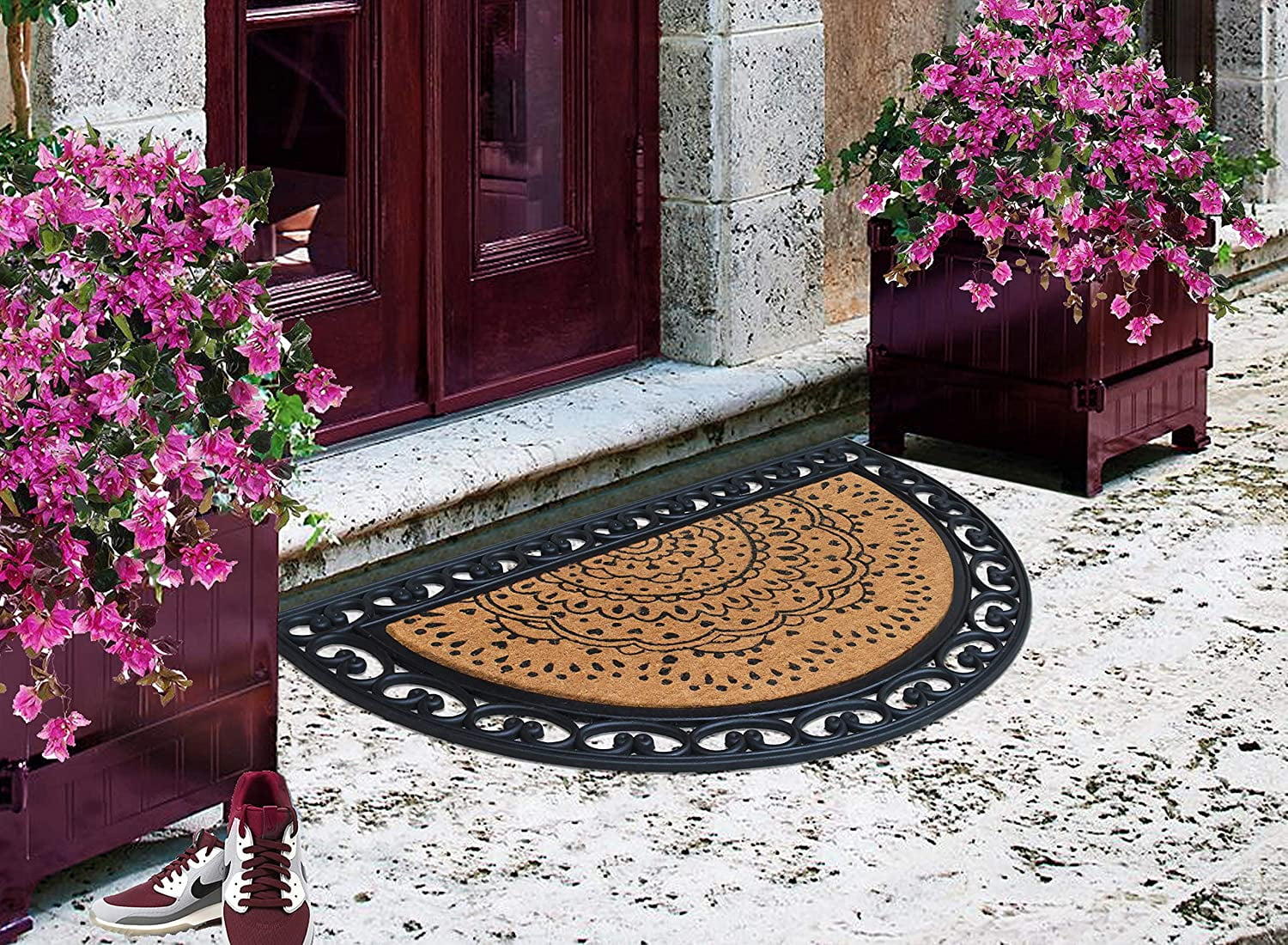 AquaShield Argyle Rubber Doormat, 20377500023, Camel