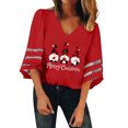 thumbnail image 2 of Merry Christmas Shirts for Women Half Sleeve V Neck Casual Xmas Graphic T Shirts Holiday Tops, 2 of 7