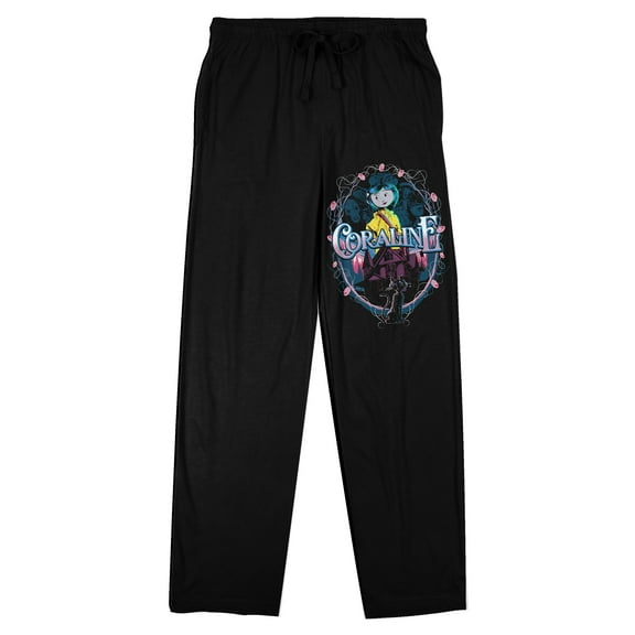 Coraline Button Frame Women's Black Sleep Pajama Pants