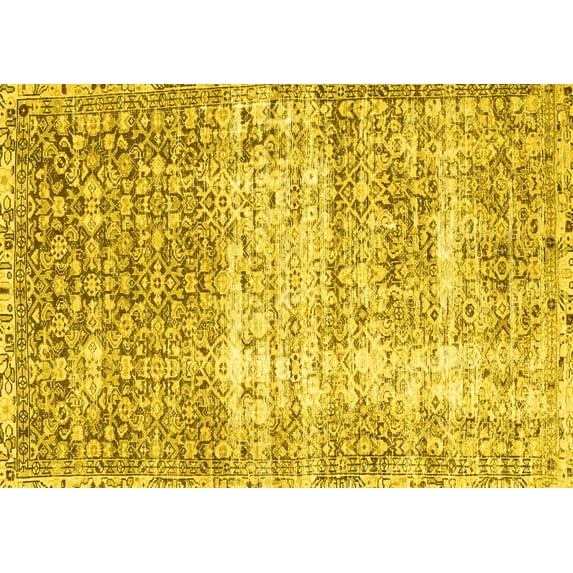 Ahgly Company Indoor Rectangle Persian Yellow Traditional Area Rugs, 7' x 9'