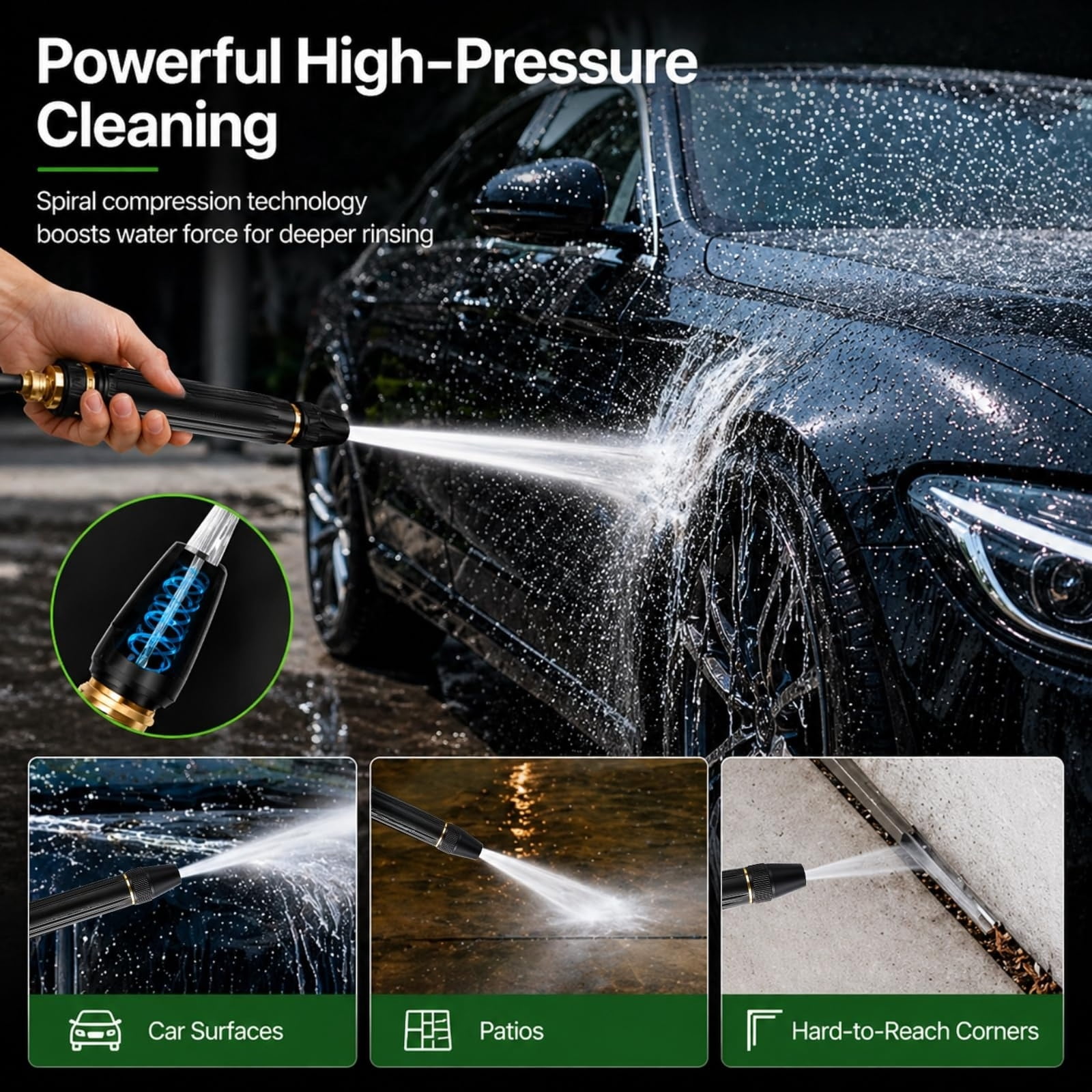 High Pressure Hose Nozzle,Heavy Duty Adjustable Twist SprayerJet Sweeper Nozzle for Watering Plants and Vegetables