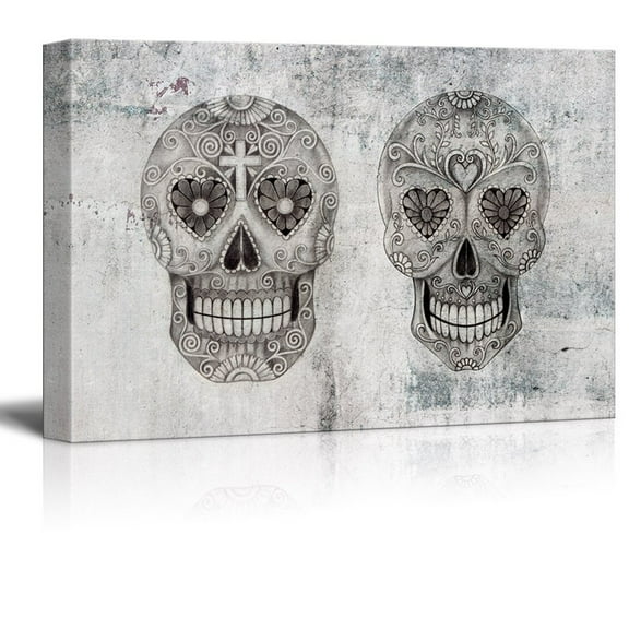 wall26 - Canvas Print Wall Art - Day of The Dead (Dia De Los Muertos) Themed Skulls - Gallery Wrap Modern Home Art | Ready to Hang - 12x18 inches
