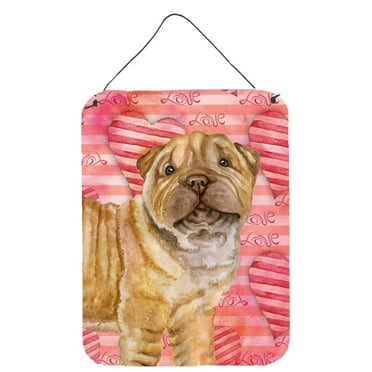 Carolines Treasures BB9806DS1216 Shar Pei Puppy Love Wall or Door Hanging Prints Red 12WX16H multicolor
