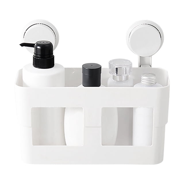 Wosthever Estante de drenaje Dido, ventosa, caja de almacenamiento para ducha, estante de cesta hueco para baño, soporte de bandeja montado en