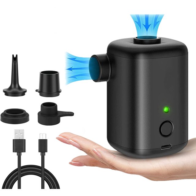 Portable Dual-Purpose Wireless Inflator for Swimming Pools and Outdoor Use with 4 Multi-Size Nozzles and 3000 mAh Power Supply
