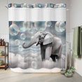 thumbnail image 6 of No Hook Shower Curtain with Built-in Rings - Funny Elephants Blow Bubbles Washable Waterproof Fabric Bathroom Curtains for Hotel,Rentals, 72 X 78 Inch Long , Gray White, 6 of 9