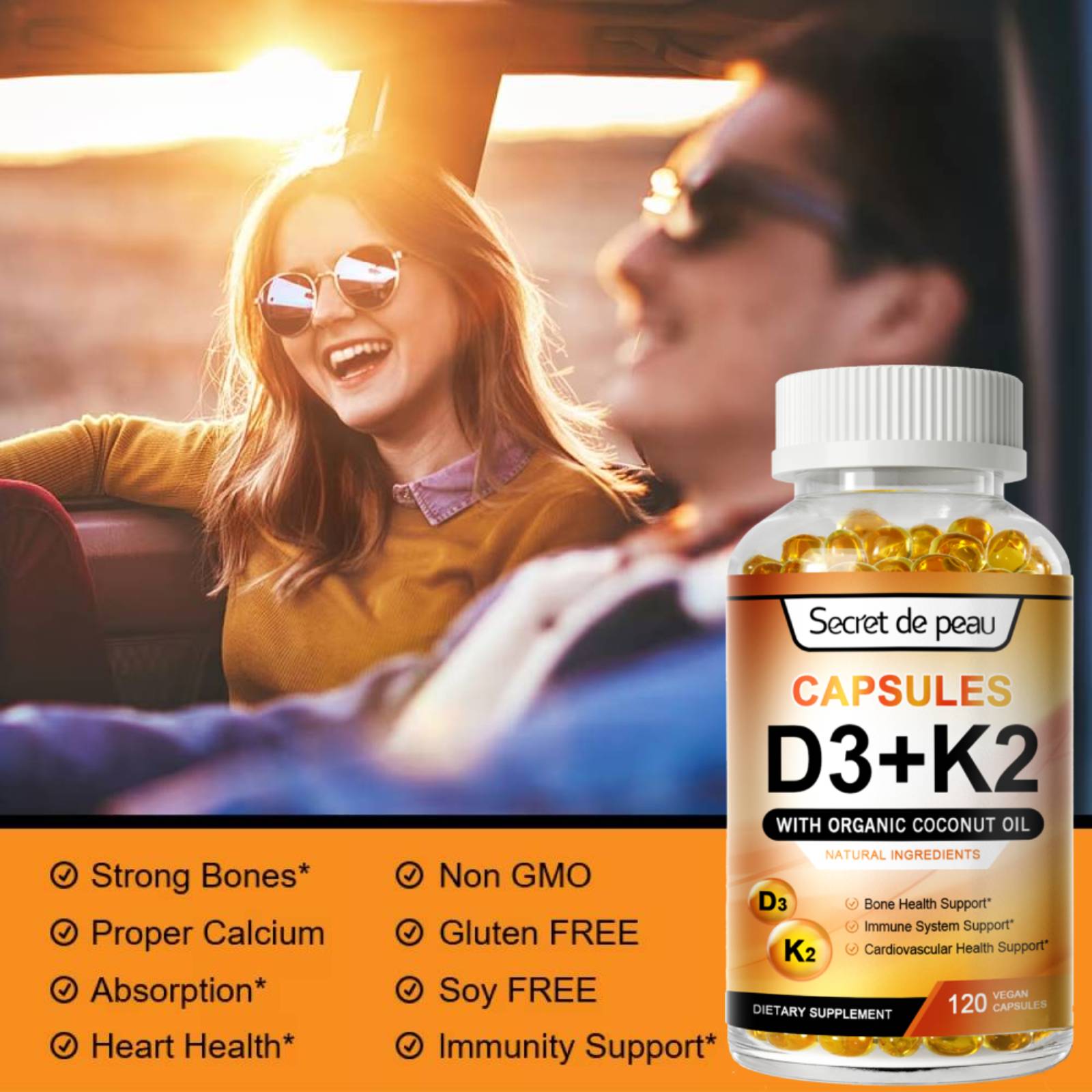 Secret De Peau Vitamin D3 + K2 5000 IU, 120 Capsules photo 5