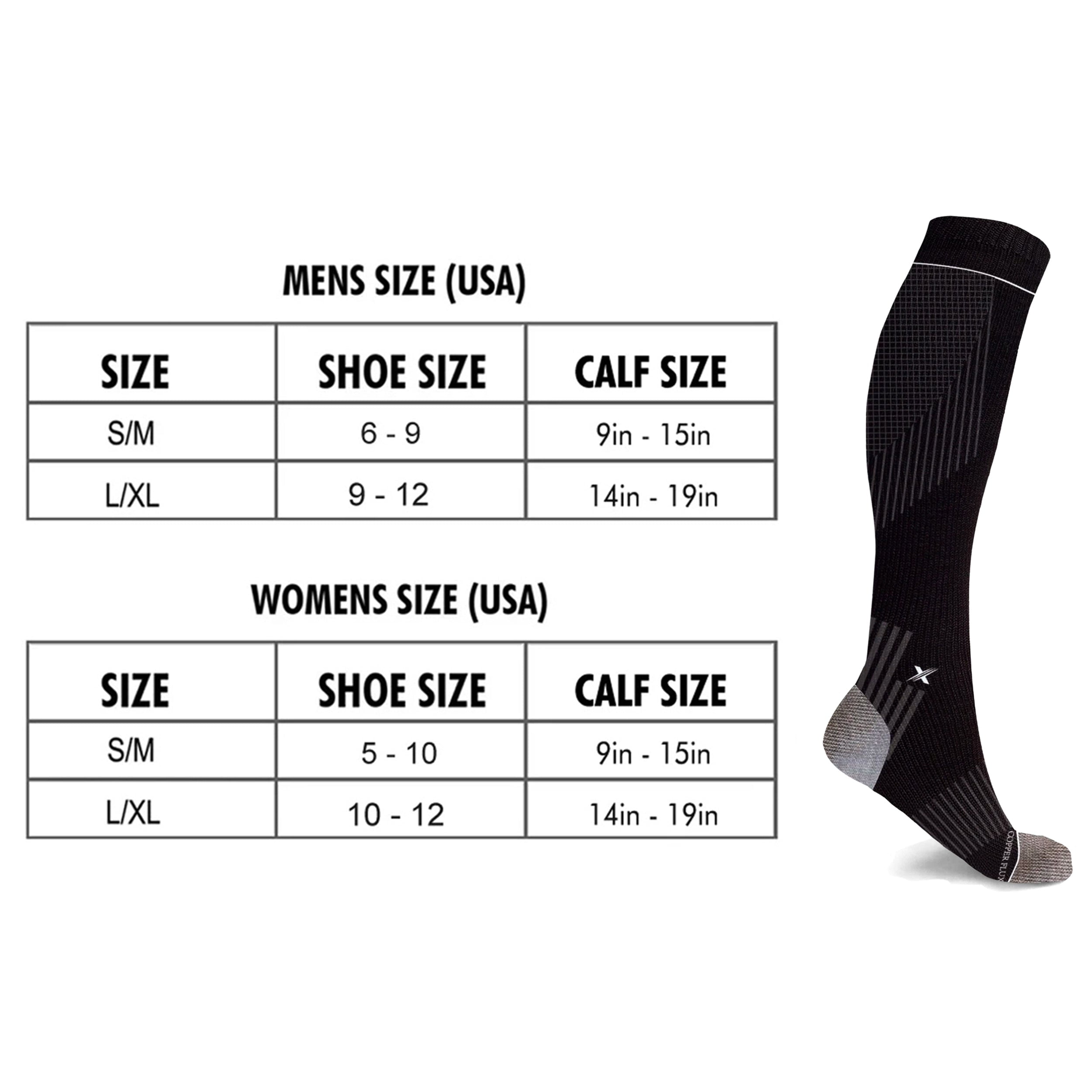 Copper Compression Pain Relief Targeted Knee High Compression Socks - 6-Pairs
