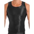 thumbnail image 5 of IEFIEL Mens Glossy Smooth Tank Top Stretchy Sleeveless Vest Yoga Sportswear Swimming Tops Black L, 5 of 7