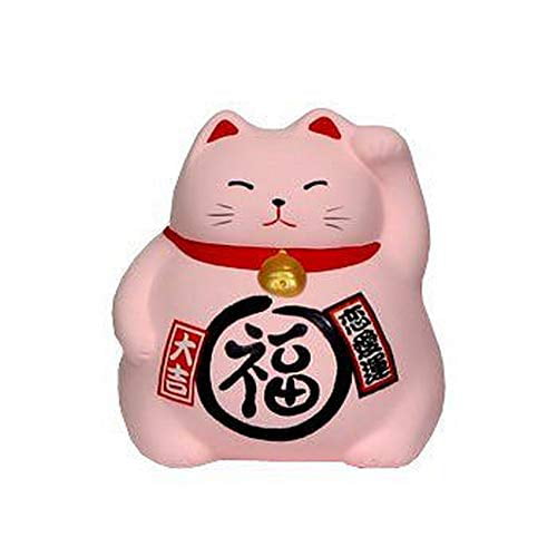 Japanese Ceramic Maneki Neko Feng Shui Fortune Lucky Cat Collectible Figurine Made in Japan Luck for Love Pink