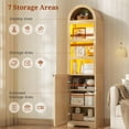thumbnail image 3 of 72" Tall Arched Narrow Bathroom Storage Cabinet with Lights, Slim Storage Cabinet with Adjustable Shelves for Small Spaces, Oak, 3 of 8