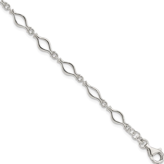 Sterling Silver 5mm Fancy Link Bracelet Made In India qg667-7.25