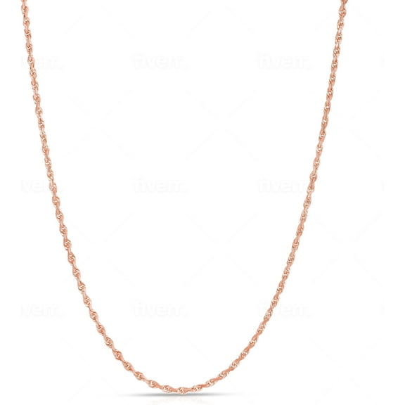 Floreo 14k Rose Gold 1.6mm Solid Rope Chain Diamond Cut Necklace