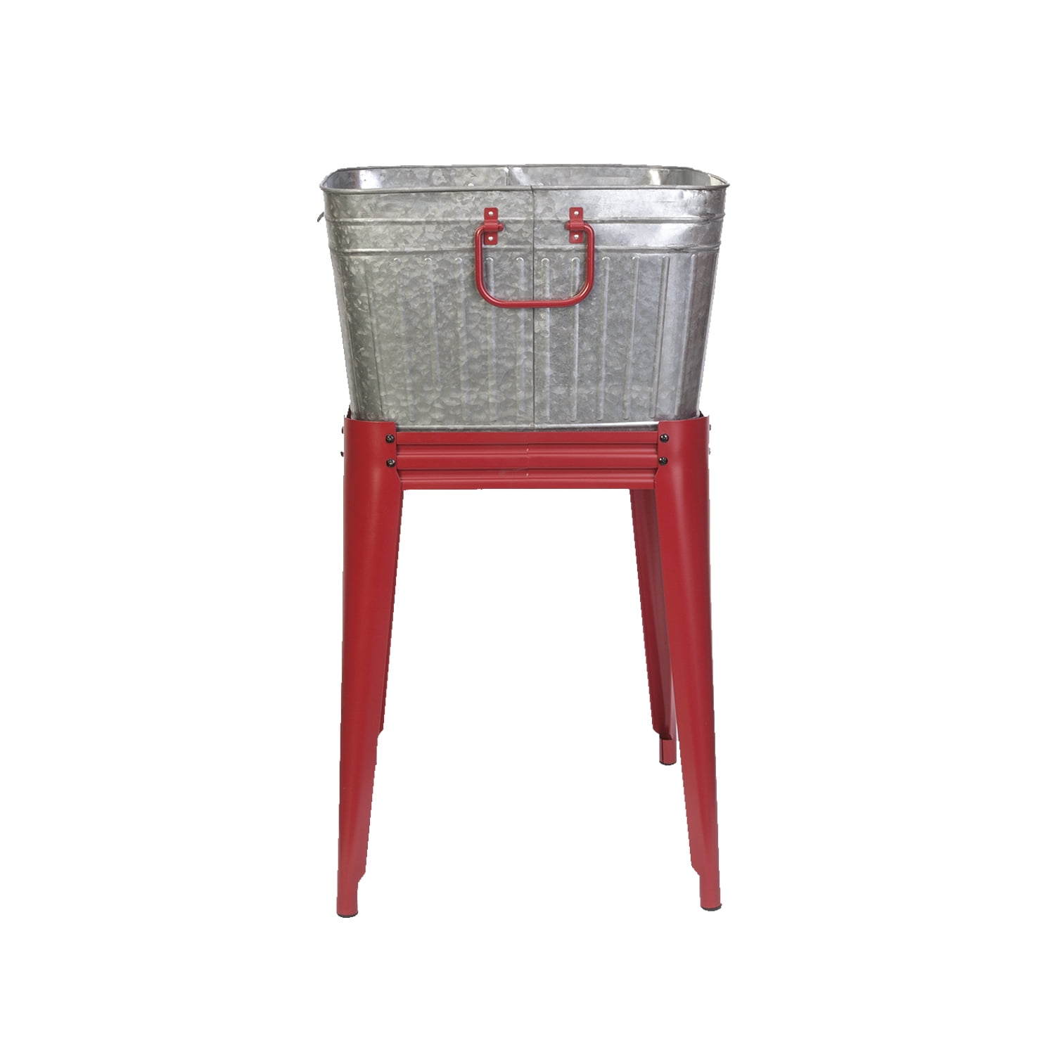 Panacea 18 in x 18 in x 32 in Vintage Galvanized Beverage Tub and Outdoor Garden Planter with Bottle Opener and Drainage Holes
