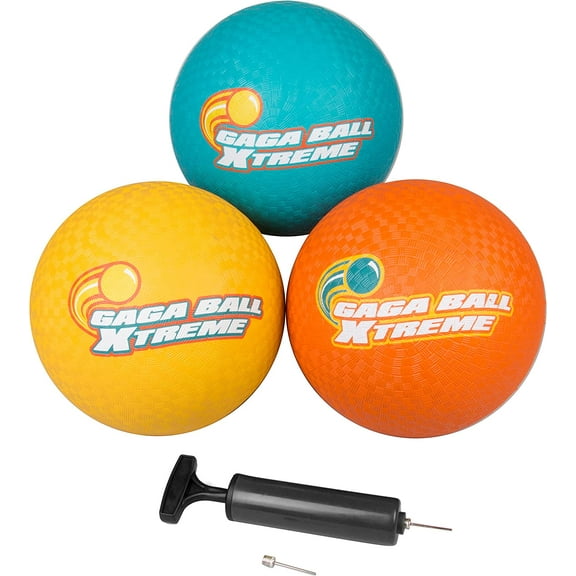 SCS Direct Gaga Playground Balls 3pk (8.5 inches) w Air Pump- Durable Rubber Pack for Dodgeball, Kickball, Gagaball Official Play and Schools - Fun Outdoor Springtime Toys & Accessories Gift for Kids